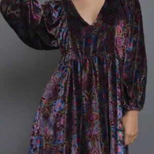 Anthropologie Mona Burnout Velvet Mini Dress